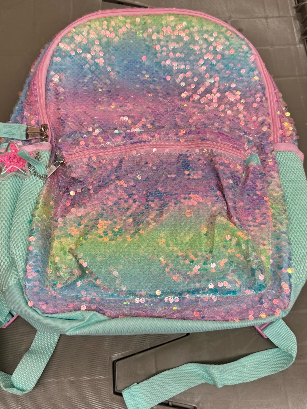 Kids Sequin Rainbow Backpack - Pink & Aqua